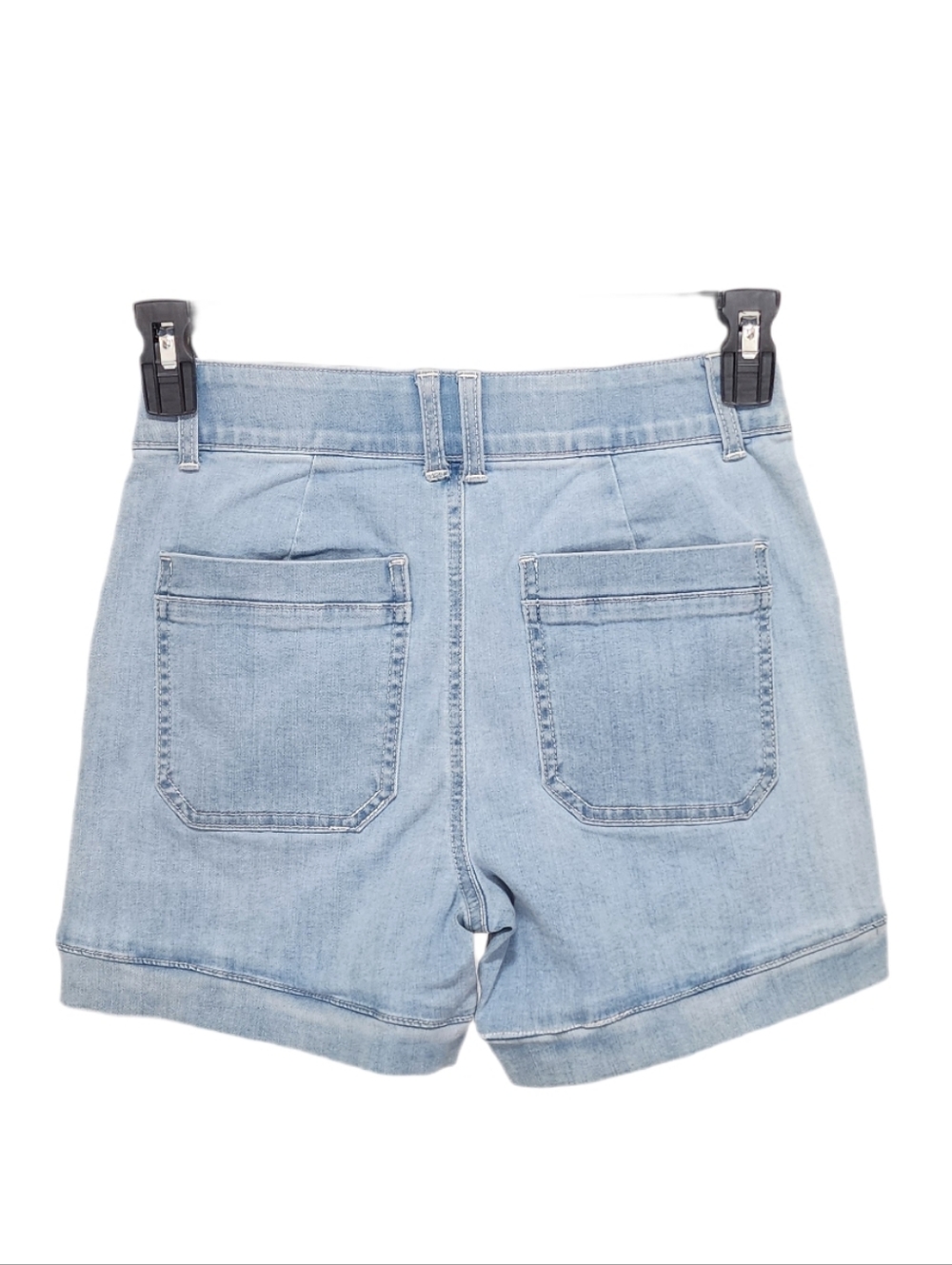 Democracy 4.5" Denim Utility Shorts Stretch High Rise Ab Solution Light Blue 4 - Picture 2 of 9